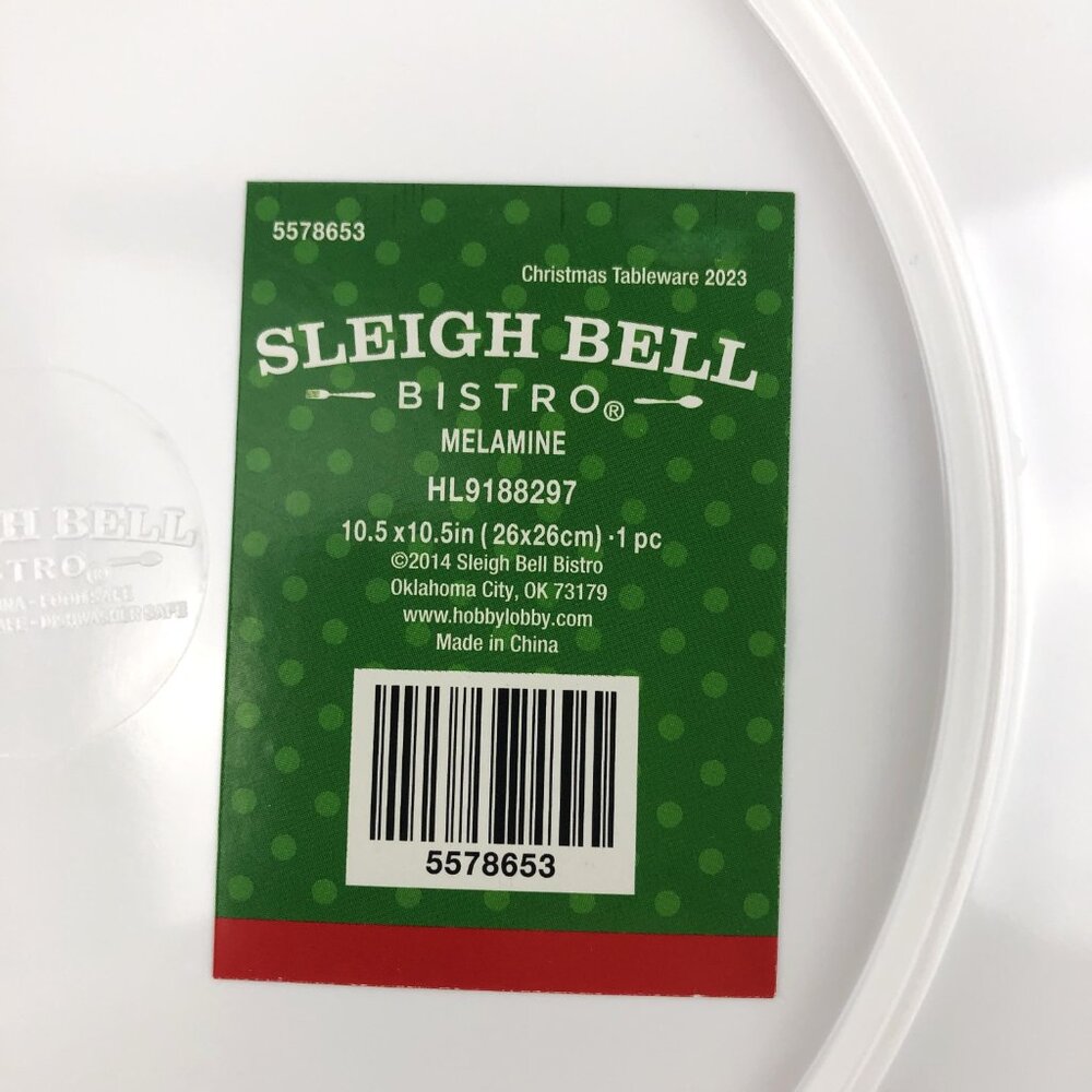 Sleigh Bell Bistro 5 Melamine Christmas Dinner Plates & 5 Pop! Ornaments NWT - Picture 4 of 7